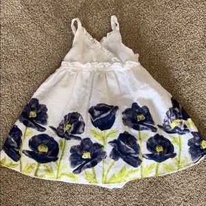 Girls white sun dress w/ navy flowers and bloomers